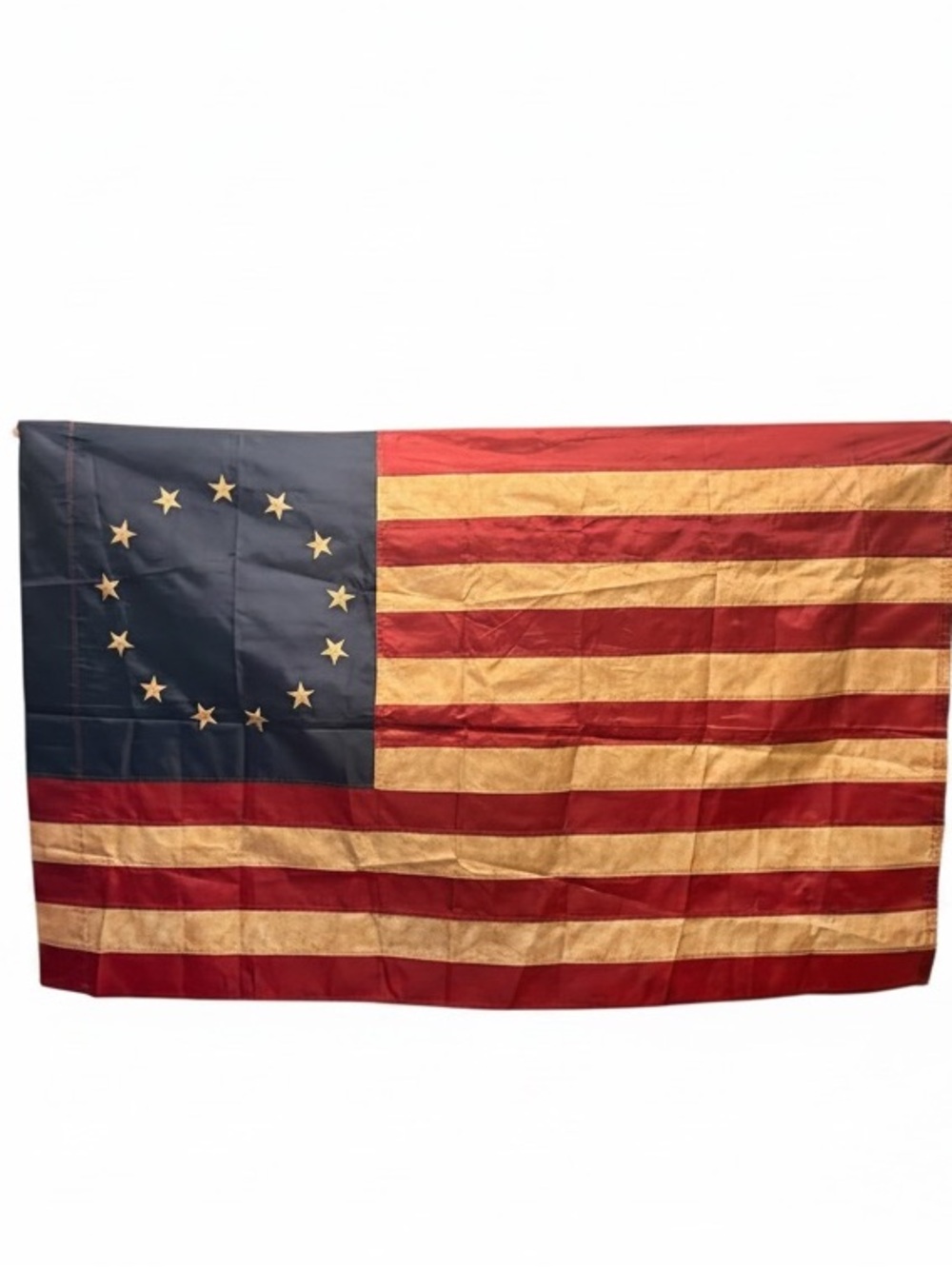 Primitive American Betsy Ross 13 Star Flag Summer 4th July Patriotic Tea Stained